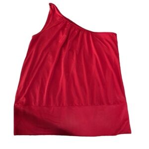 New York & Co.red one shoulder top Slightly banded hem size XL